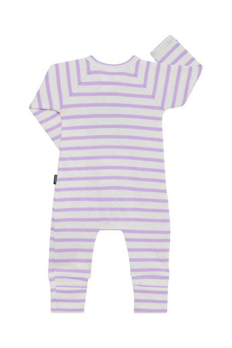 Wide Needle Rib Zippy | Lilac & White