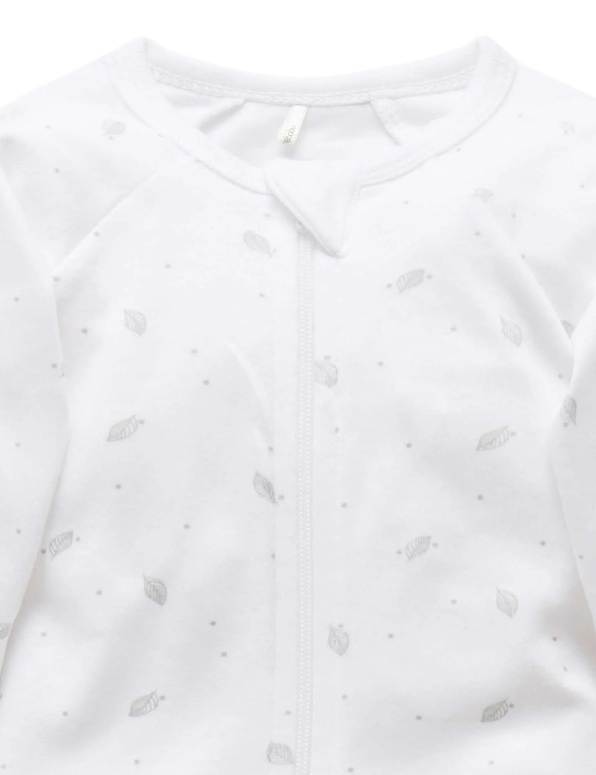 Zip Growsuit | Pale Grey Leaf with Spot