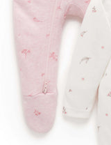 2 Pack Zip Growsuit | Pale Pink Blossom