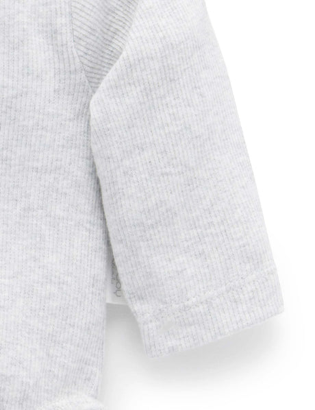 Long Sleeve Ribbed Bodysuit | Pale Grey Melange