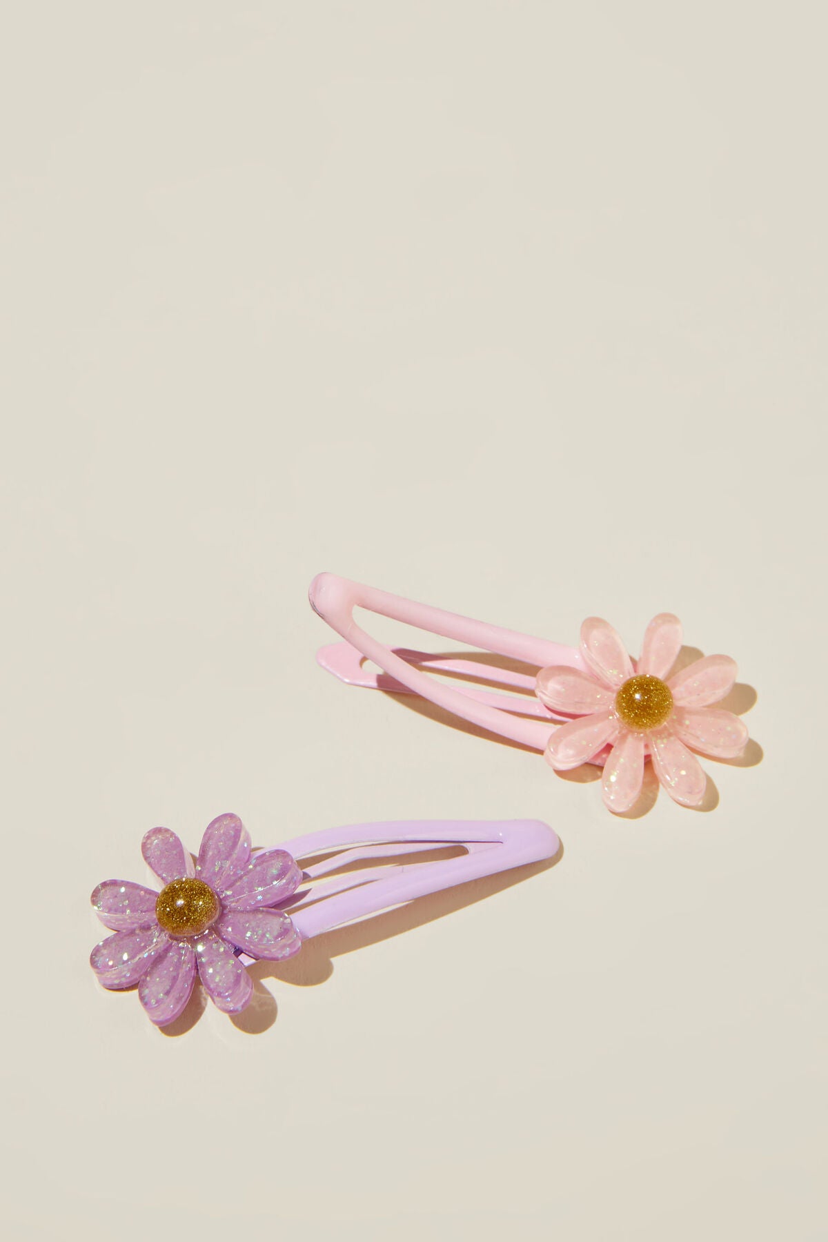 Sadie Snap Clips | Pink/Purple Glitter Daisies