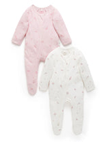 2 Pack Zip Growsuit | Pale Pink Blossom