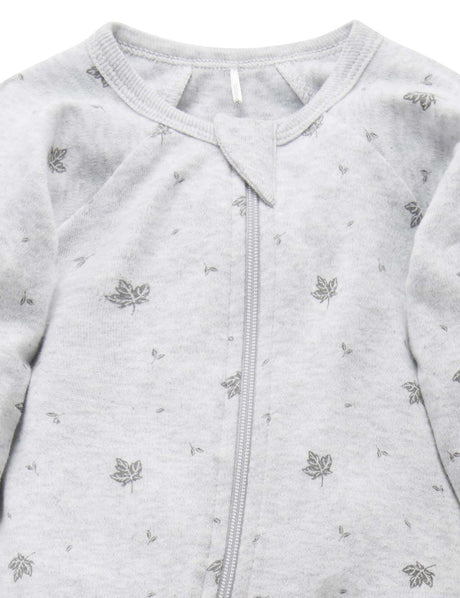 Zip Growsuit | Pale Grey Leaf