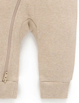 Ribbed Zip Growsuit | Biscuit Melange