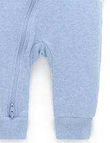 Ribbed Zip Growsuit | Pale Blue Melange