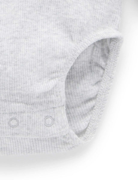 Long Sleeve Ribbed Bodysuit | Pale Grey Melange
