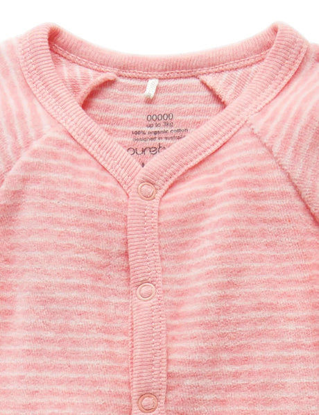 Premmie Velour Growsuit | Bud Pink Stripe