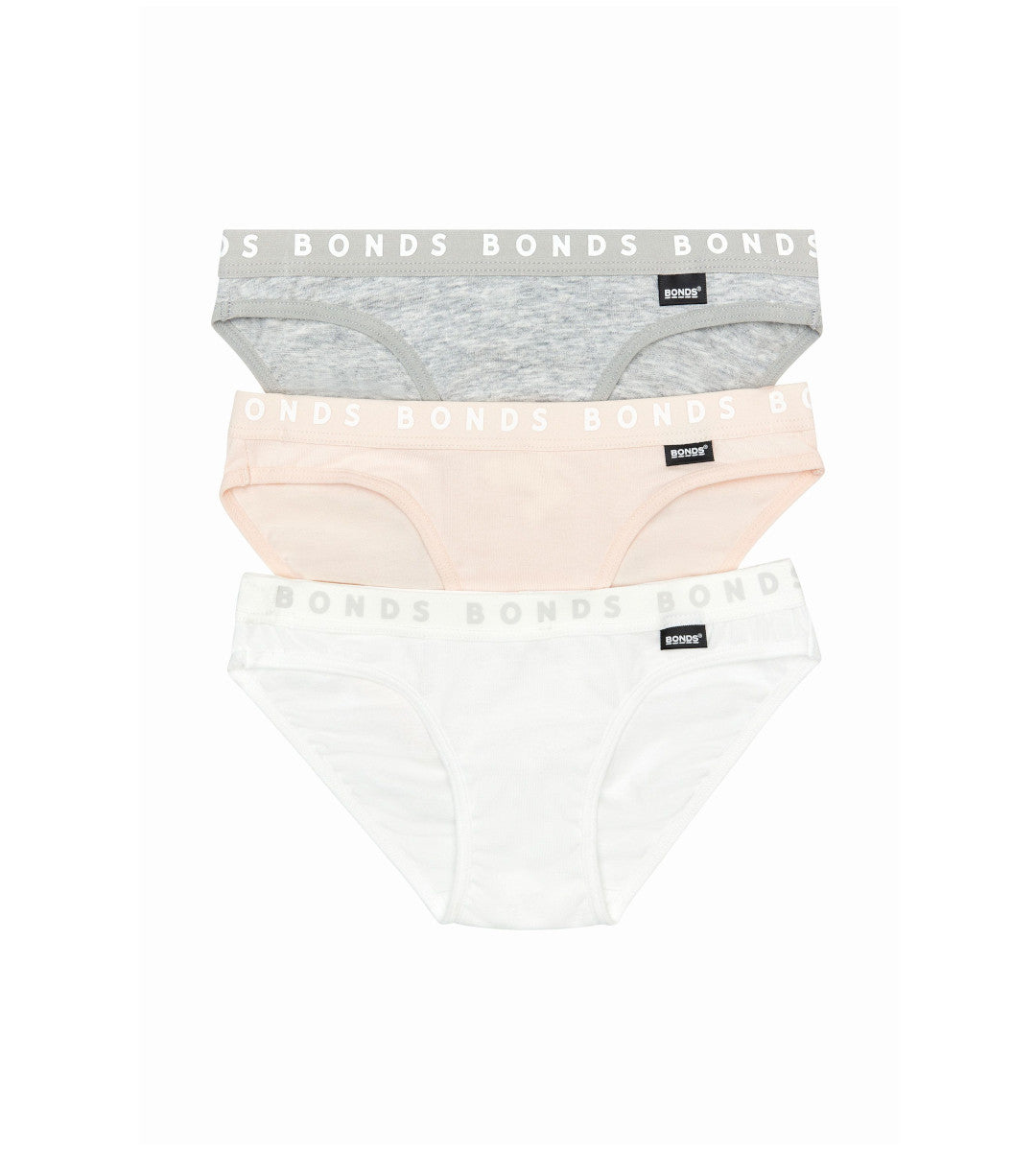 Girls Hipster 3 Pack Bikini | White & Tea Party & New Grey Marle