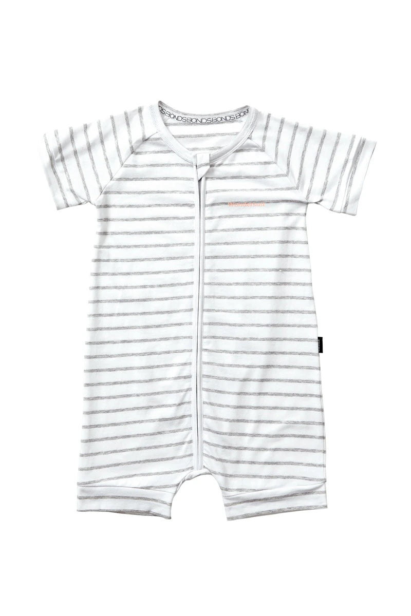 Zip Romper Wondersuit | New Grey Marle & White