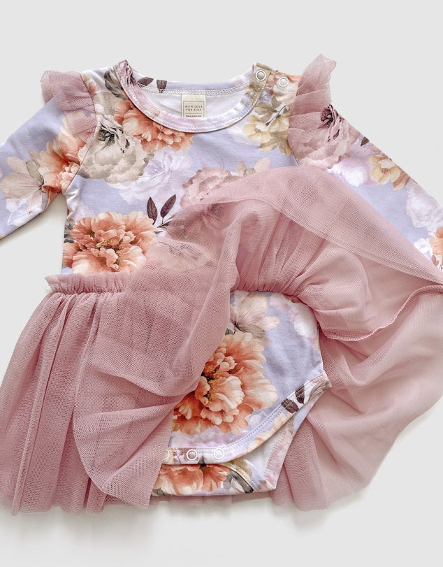 Tulle Flutter Long Sleeve Tutu Onesie | Rosie