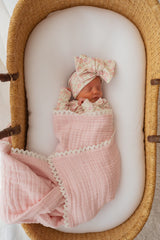 Gauze Lace Blanket | Baby Pink