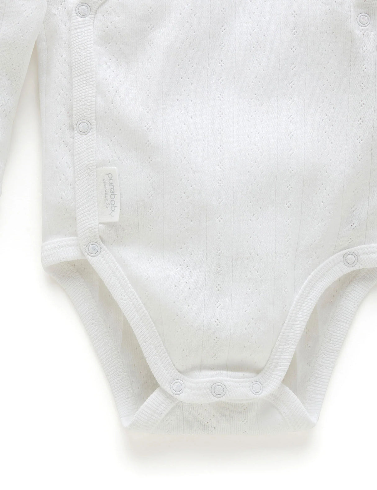 Pointelle Long Sleeve Wrap Bodysuit | White