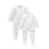 2 Pack Zip Growsuit | Pale Grey Melange