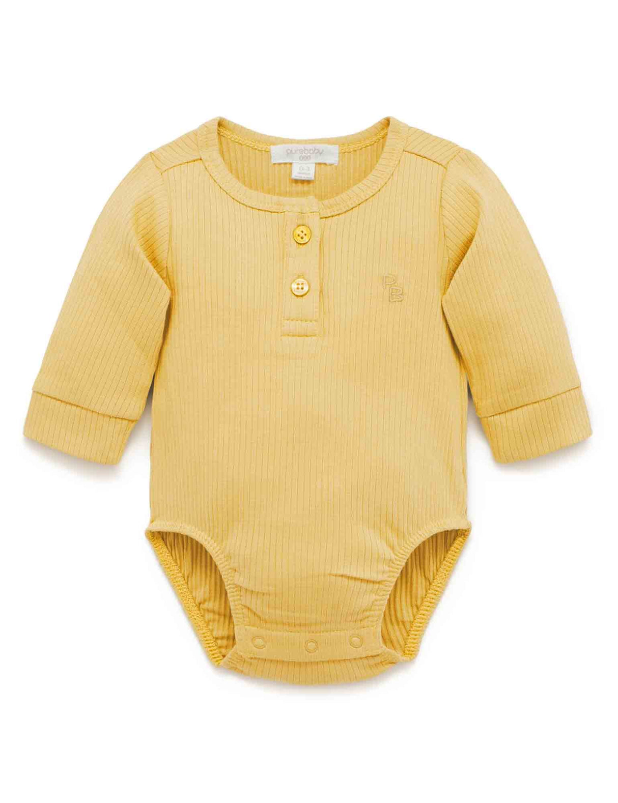 Rib Henley Bodysuit | Mustard