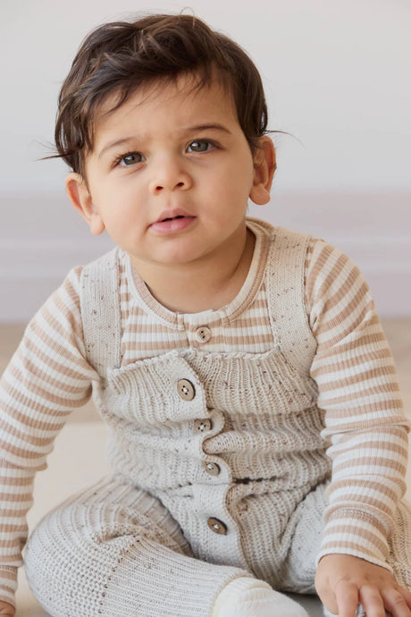 London Knitted Playsuit | Oatmeal Little Fawn Elk Fleck