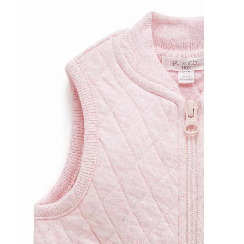 Quilted Vest | Soft Pink Melange