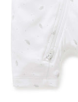 Short Leg Zip Growsuit | Pale Grey Leaf with Spot