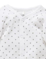 Premmie Velour Growsuit | White With Grey Spots