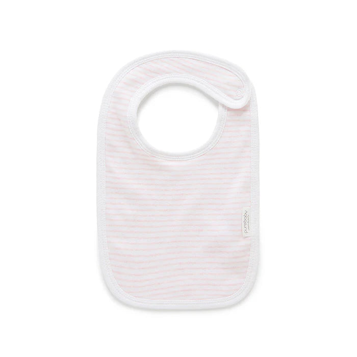 Organic Cotton Bib | Pale Pink Melange Stripe