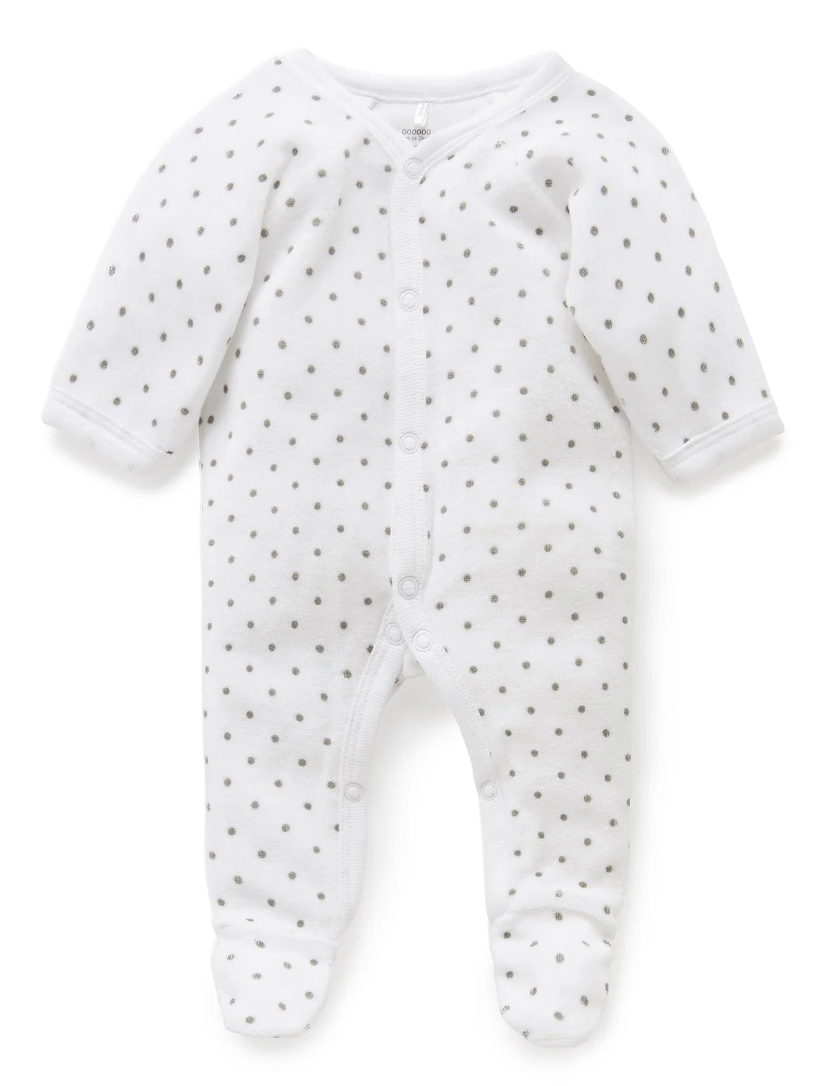 Premmie Velour Growsuit | White With Grey Spots