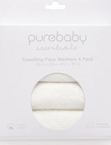 4 Pack Towelling Face Washers l Vanilla