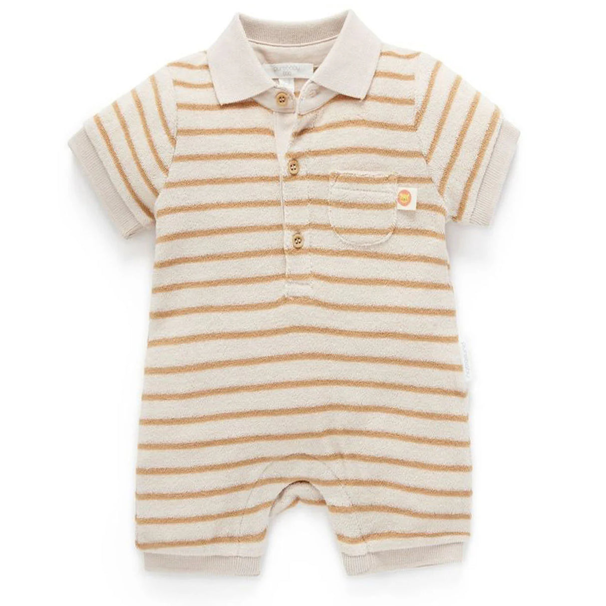 Towelling Polo Growsuit | Argan Stripe