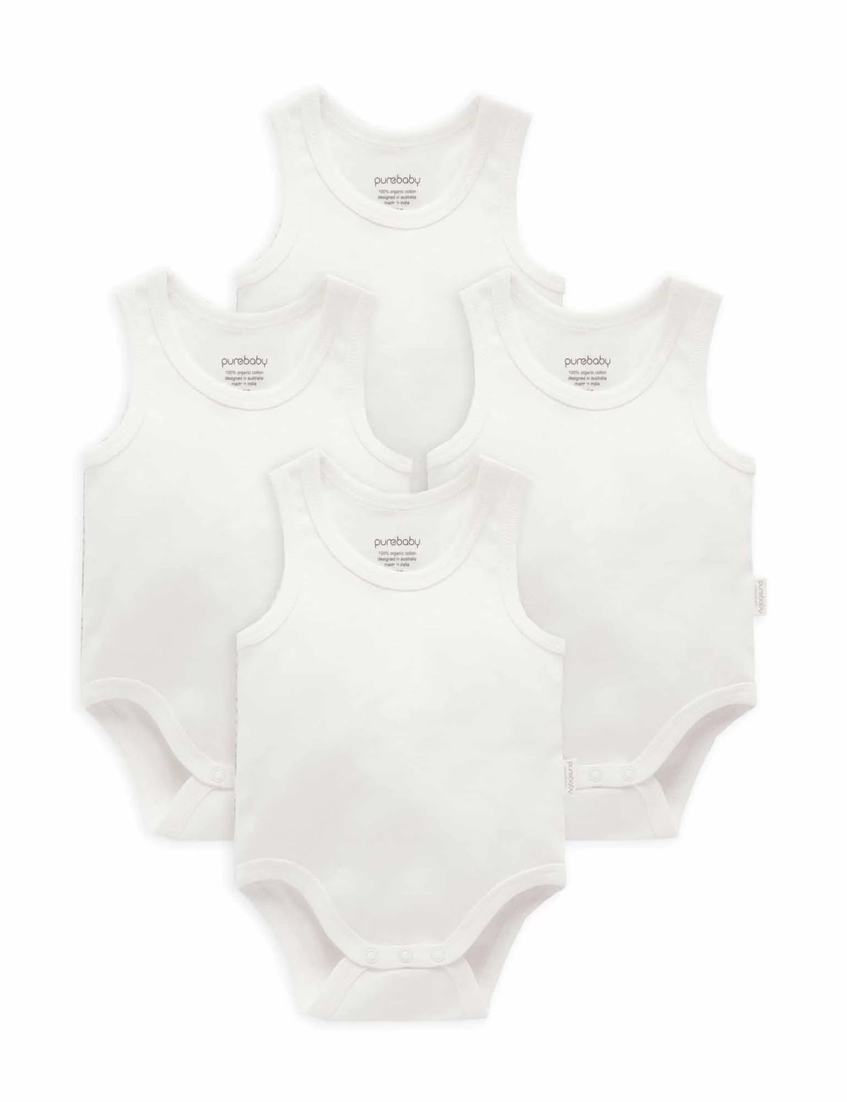 4 Pack Rib Bodysuit | White