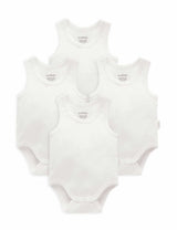 4 Pack Rib Bodysuit | White