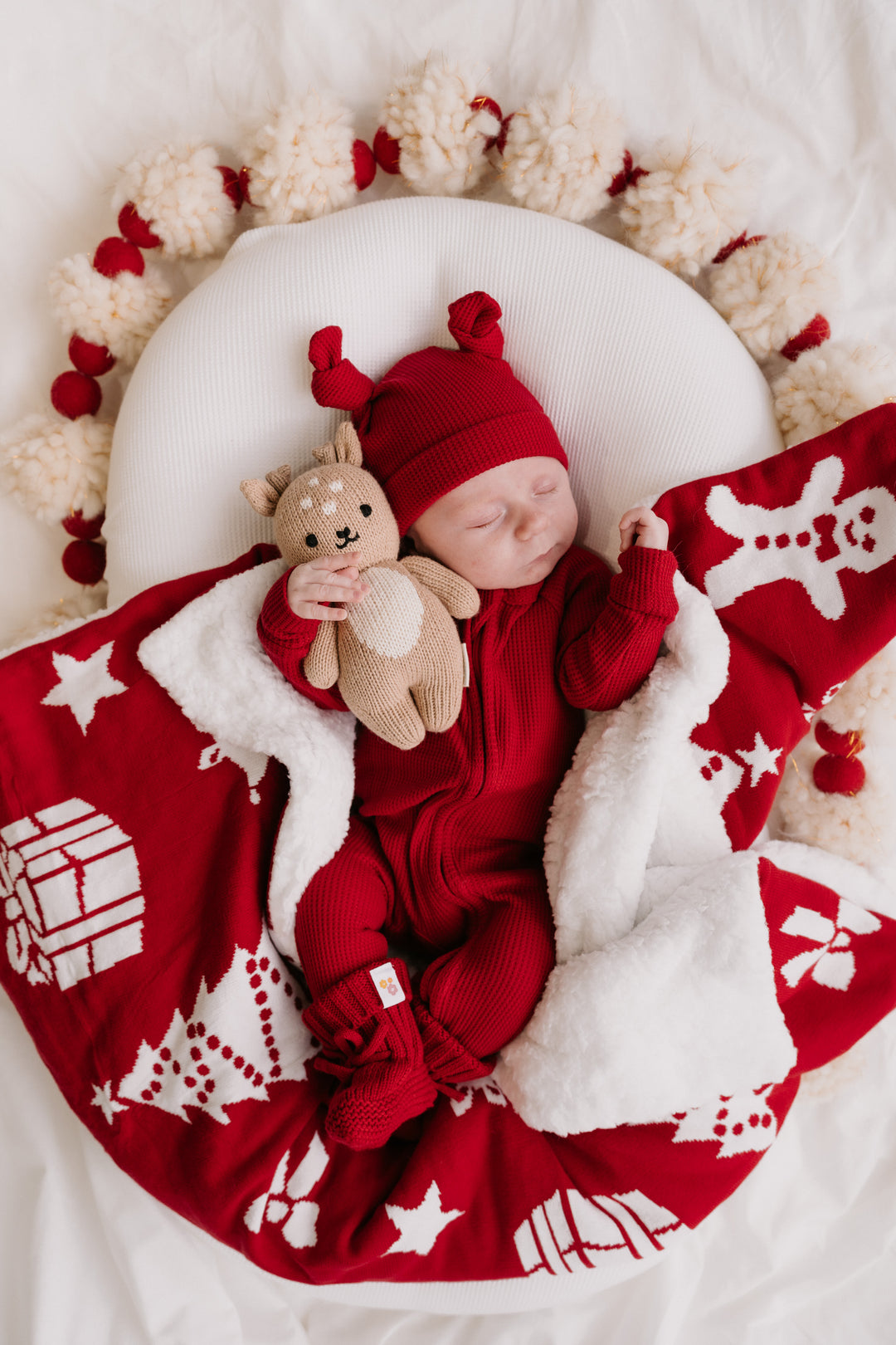 Zip Romper | Rudolph Waffle Red