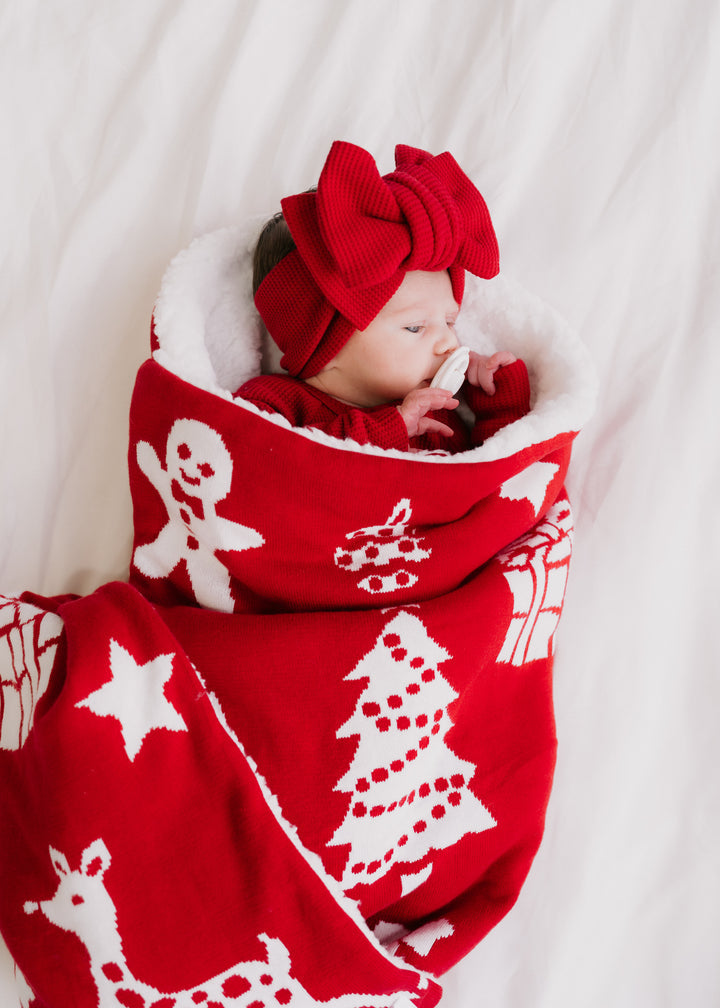 Knit Sherpa Blanket | Heirloom Christmas Rudolph