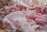 Frill Muslin Blanket | Strawberries