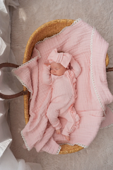 Gauze Lace Blanket | Baby Pink