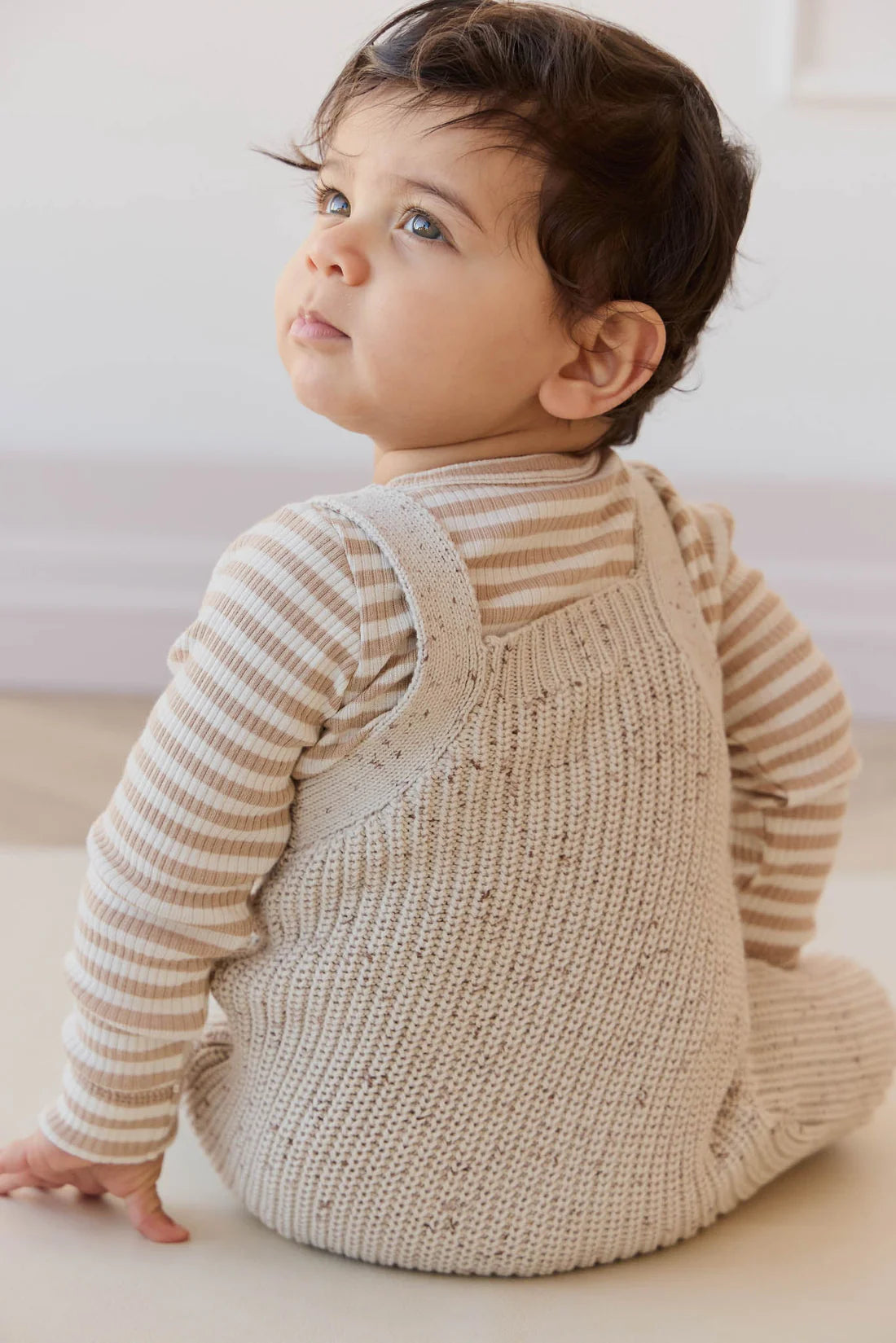 London Knitted Playsuit | Oatmeal Little Fawn Elk Fleck