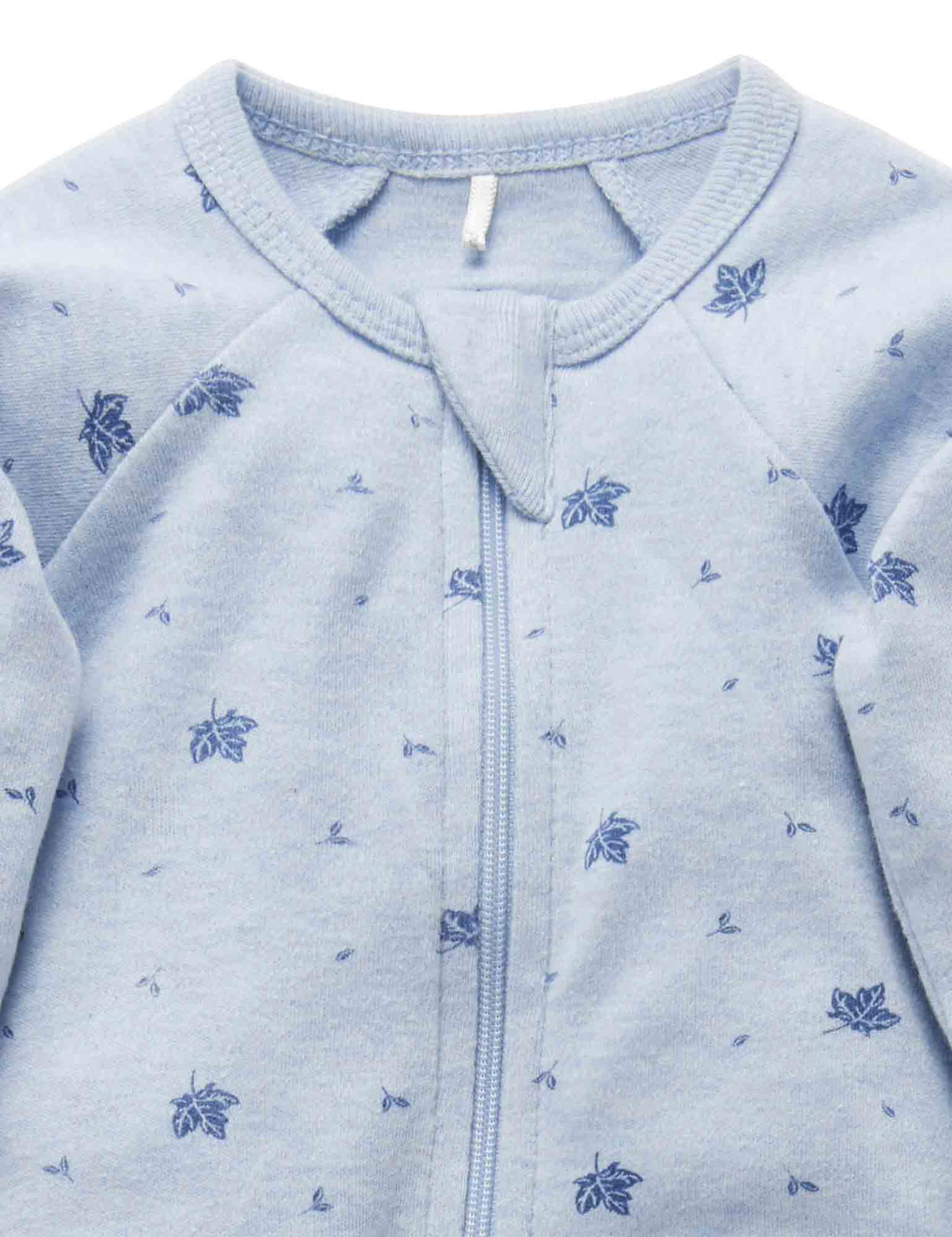 Zip Growsuit | Pale Blue Leaf