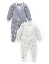 2 Pack Zip Growsuit | Vanilla Nautical