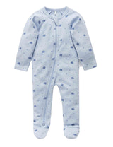 Zip Growsuit | Pale Blue Leaf