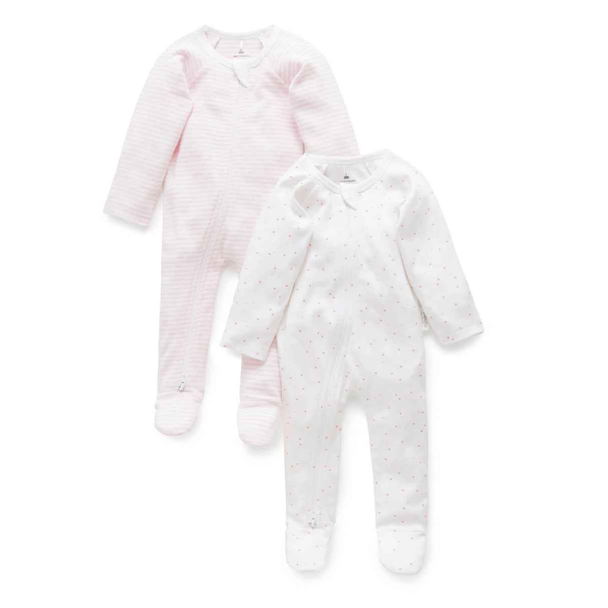 2 Pack Zip Growsuit | Pale Pink Pack