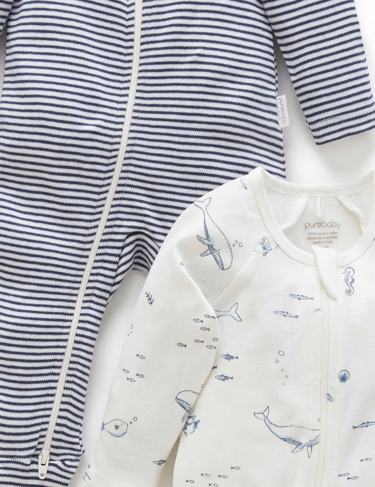 2 Pack Zip Growsuit l Vanilla Nautical