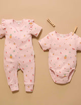 Pointelle Zip Growsuit l Fruity Print