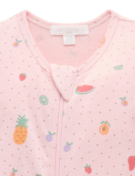 Pointelle Zip Growsuit l Fruity Print