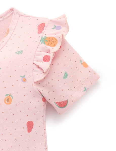 Pointelle Zip Growsuit l Fruity Print