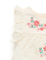 Embroidered Romper l Cloud