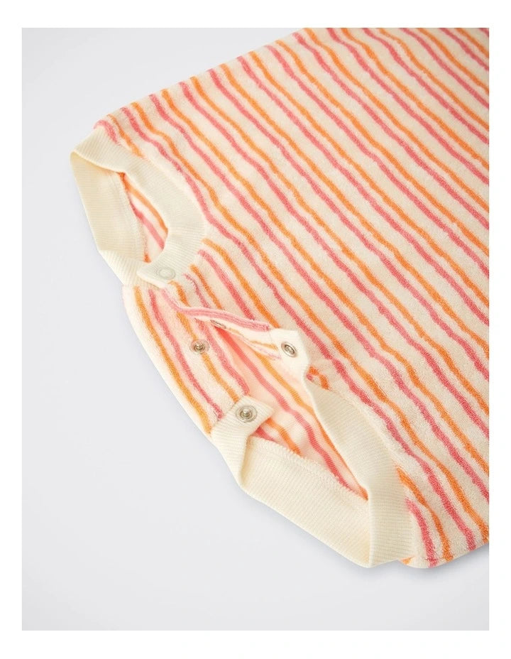 Baby Terry Slouchy Suit | Candy Stripe