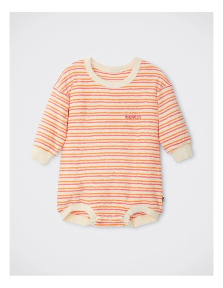Baby Terry Slouchy Suit | Candy Stripe