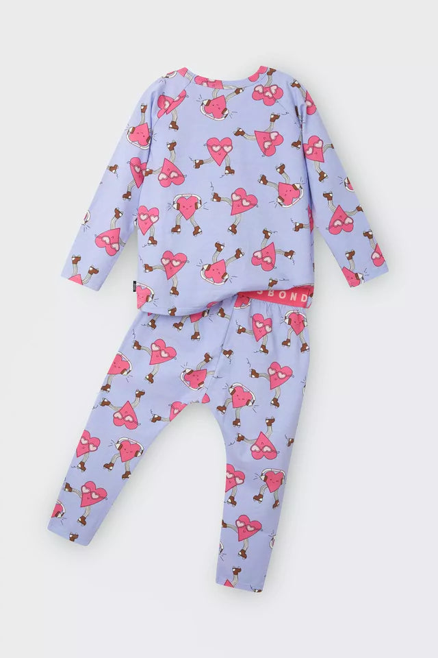 Kids Long Sleeve Sleep Set | Heart Beats Purple