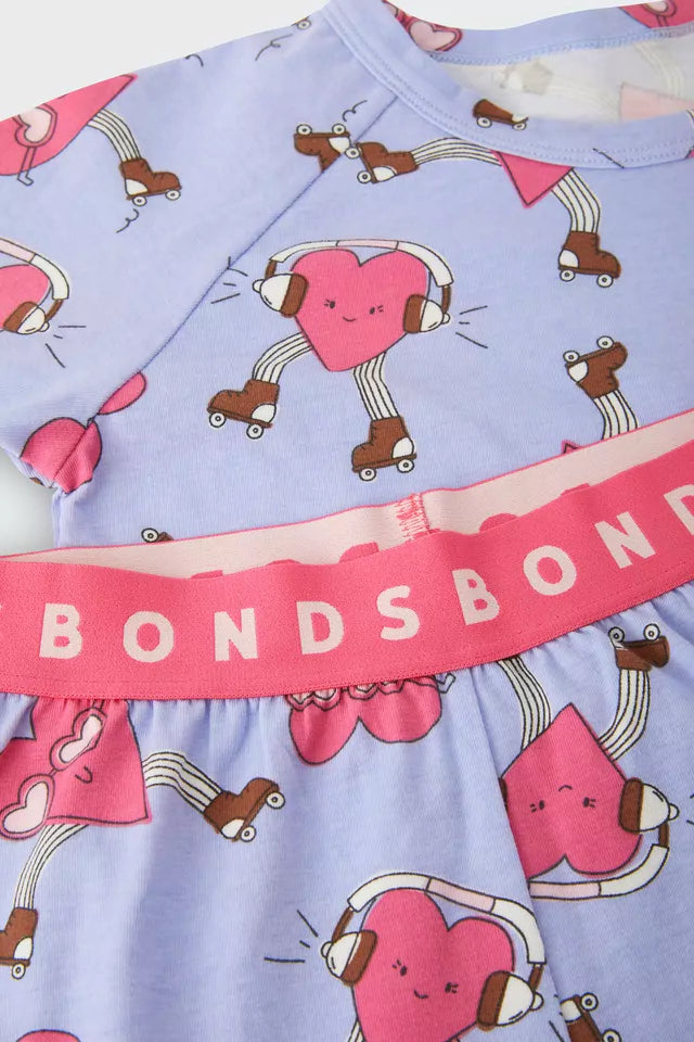 Kids Long Sleeve Sleep Set | Heart Beats Purple
