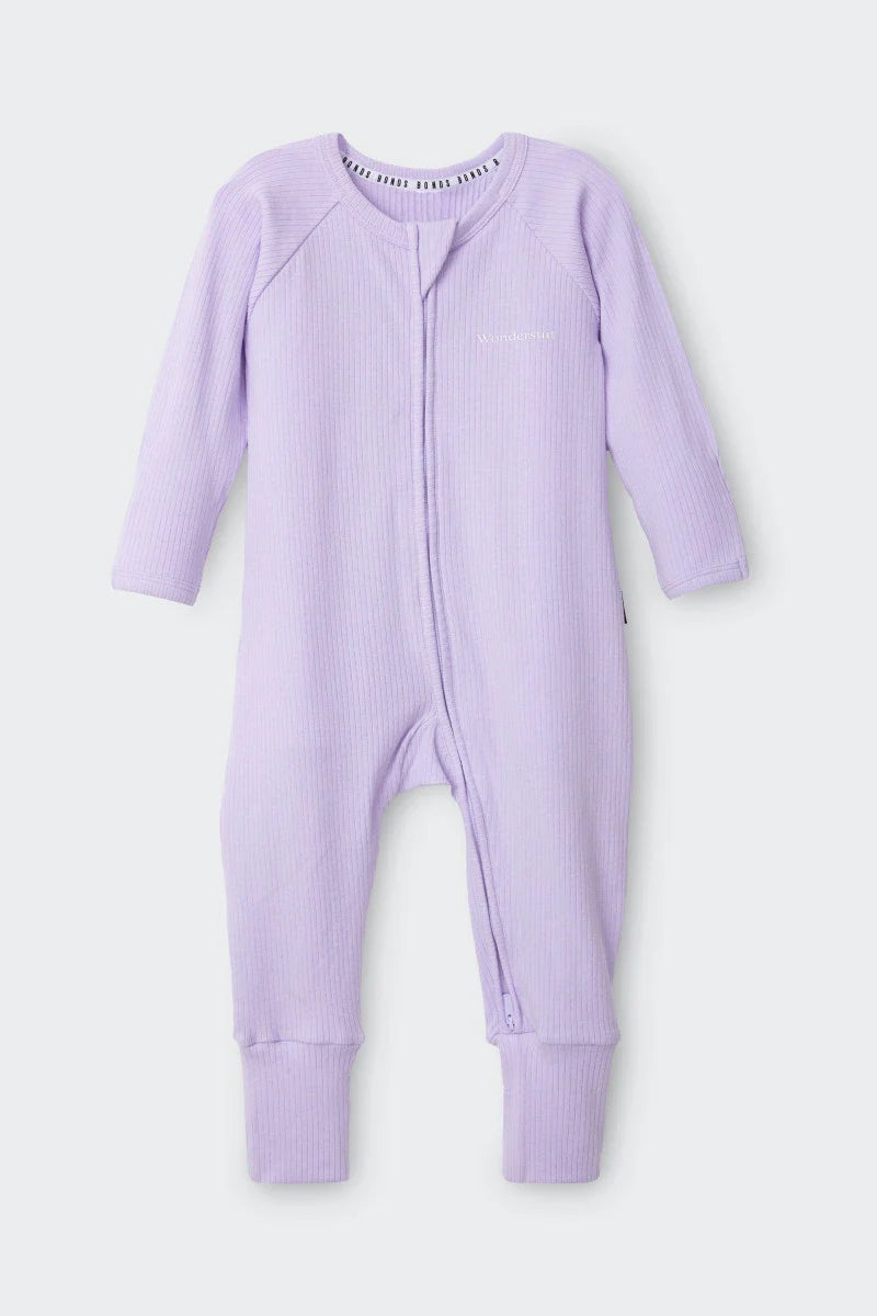 Wide Needle Rib Zippy | Lilac Lillies