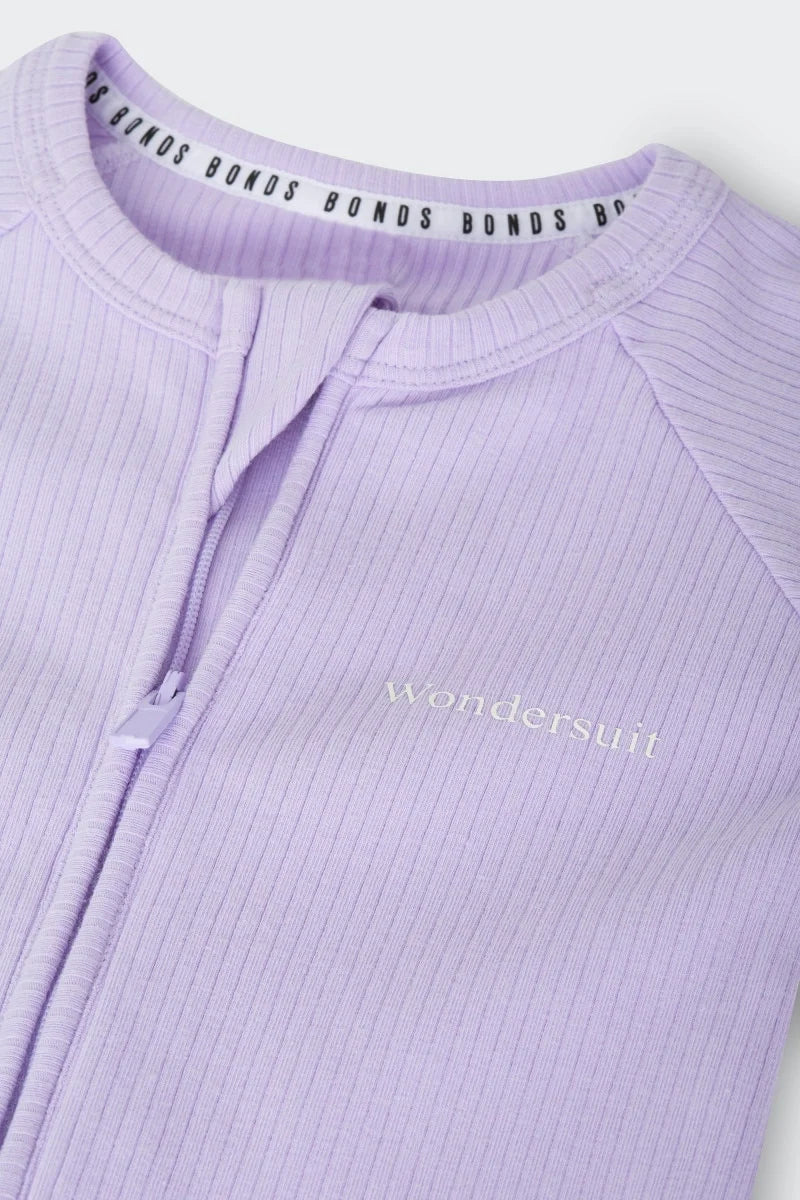 Wide Needle Rib Zippy | Lilac Lillies