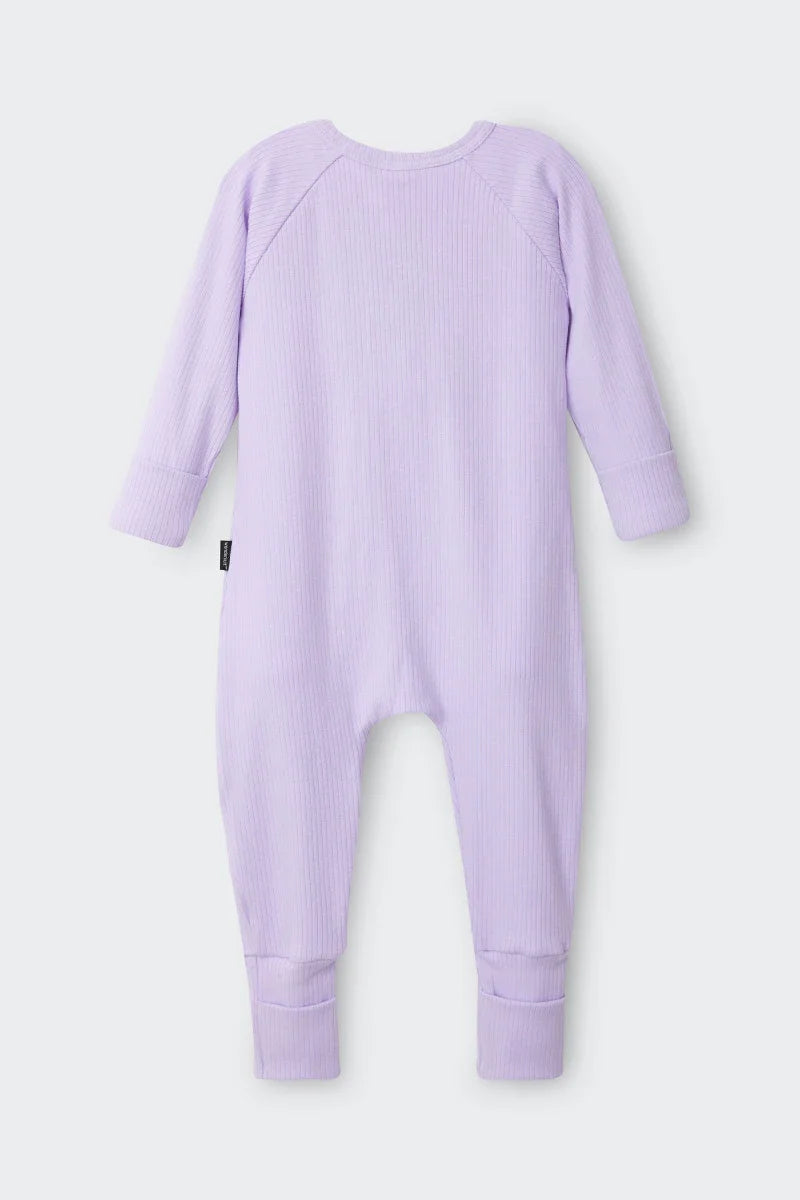 Wide Needle Rib Zippy | Lilac Lillies