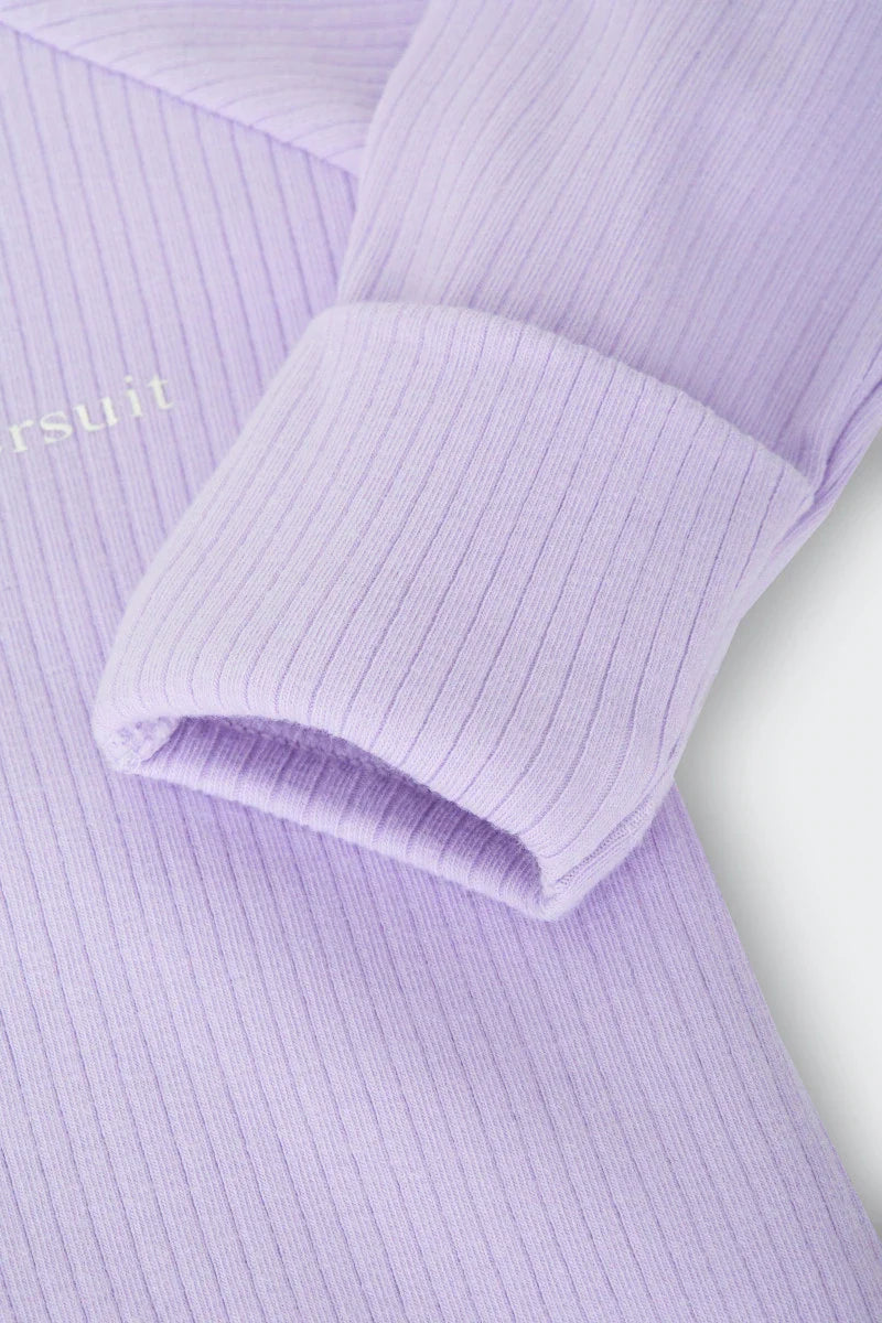Wide Needle Rib Zippy | Lilac Lillies